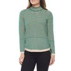 Liz Claiborne Mock Neck Long Sleeve Striped Pullover Sweater szM